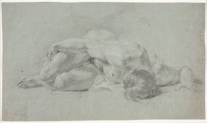 Studio di modello maschile, sdraiato, rannicchiato da Hendrik Krock