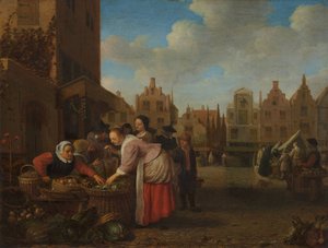 Veduta del grande mercato di Rotterdam, 1654