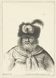 Uomo seduto con cappello di pelliccia da Hendrik Nieuwenhuysen