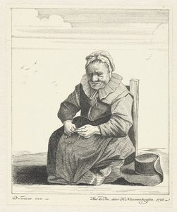 Vecchia donna seduta con rosario da Hendrik Nieuwenhuysen