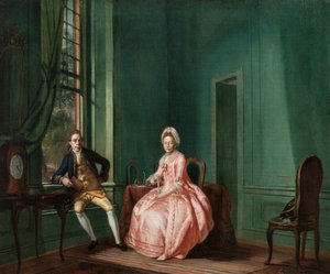 Il poeta Johannes Nomsz e sua moglie Anna Maria Telghorst nella loro sala di soggiorno, Amsterdam da Hendrik Pothoven