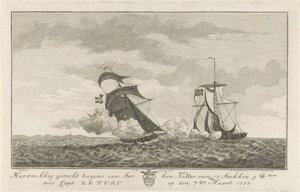 Combattimento contro un cutter forte, 1782 da Hendrik Roosing