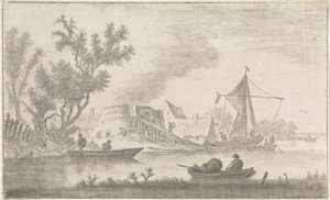 Veduta del fiume con forni da calce