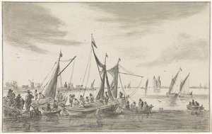 Veduta del fiume con barche a vela da Hendrik Spilman