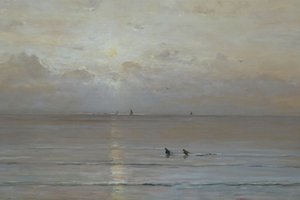 Olandese: Tramonto con pescatori di gamberetti