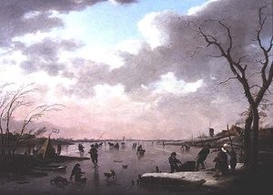 Scena invernale, figure sul ghiaccio da Hendrik Willem Schweickhardt