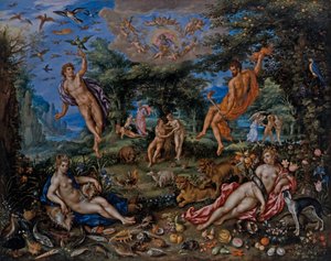 I quattro elementi, con scene dalla Genesi oltre da Hendrik de & Alsloot Denis van (c.1573 1625/26) Clerck