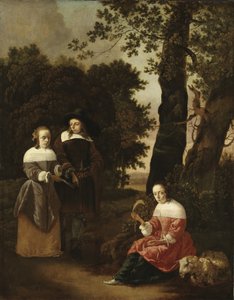 Una coppia e una pastorella in un paesaggio, 1661 da Hendrik van der Burgh