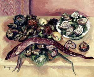 Natura morta con anguilla (Natura morta con ricci di mare e anguilla) da Henri Charles Manguin