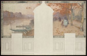 Schizzo per il municipio di Asnières: Autunno, la Senna ad Asnières, ca. 1900