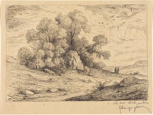 Gruppo di alberi con rocce da Henri-Joseph Harpignies