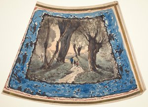 Viaggiatori su un sentiero boscoso, fiancheggiato da figure stravaganti e scimmie da Henri-Joseph Harpignies
