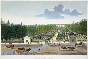 Veduta del Jardin du Roi a Parigi dal ponte di Austerlitz, inciso da Claude Fortier (1775-1835)