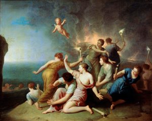 Ninfe che bruciano la nave di Telemaco da Henri Antoine de Favannes