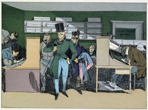 12:00: arrivo del capo della divisione, lavoro obbligatorio - in "Administrative morals" di Henri Monnier da Henri Bonaventure Monnier
