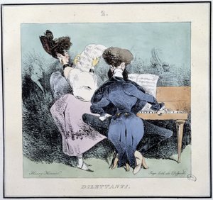 Dilettanti (giovani che cantano e suonano il piano) - in "Esquisses parisiennes" di Henri Monnier, ed. Delpech, Parigi da Henri Bonaventure Monnier