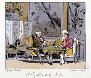 Il complemento degli studi: due uomini discutono in un salone - in "Jadis et aujourd