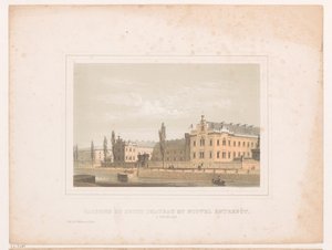 Veduta delle baracche del Klein Kasteeltje e del nuovo magazzino a Bruxelles (Caserne du petit chateau et nouvel entrepôt, a Bruxelles) da Henri Borremans (attributed to)