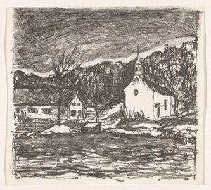 Paesaggio collinare con chiesa da Henri Braakensiek (signed by artist)