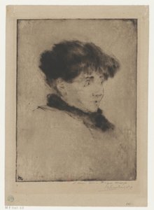 Ritratto di Eva Gonzalès da Henri Charles Guérard (signed by artist)