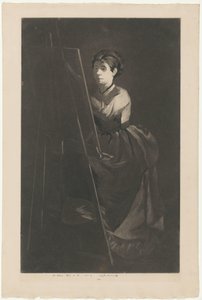 Ritratto di Eva Gonzalès davanti a un cavalletto da Henri Charles Guérard (signed by artist)