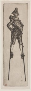 Pulcinella sui trampoli, c. 1888 da Henri Charles Guérard