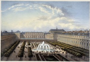 Jardin du Palais-Royal, circa 1820 in "Vues de Paris" di Courvoisier 1827