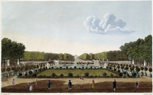Le Jardin du Luxembourg visto dalla terrazza del Palais. Incisione di Courvoisier da Henri Courvoisier Voisin