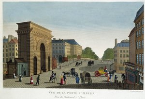 Vista della Porta St Martin - in "Vues de Paris" di Courvoisier da Henri Courvoisier Voisin