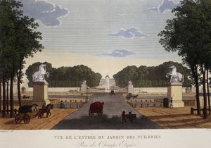 Ingresso del Giardino delle Tuileries veduta degli Champs-Elysées, circa 1820 - in “Vues de Paris” da Henri Courvoisier Voisin
