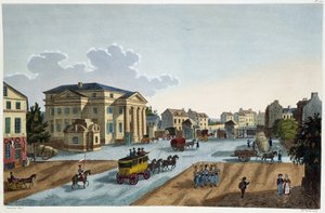 Vista della Barrière St Denis - in View of Paris, circa 1810: the Barriers of Paris di Courvoisier