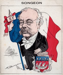 Ritratto di Jacques Songeon (1818-1899) ex presidente del consiglio comunale di Parigi - caricatura di Henri Demare in "Les Hommes d