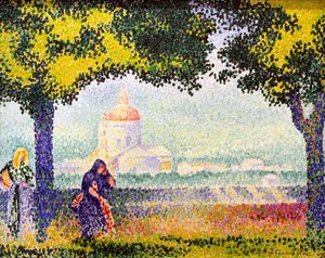 Vista della Chiesa di Santa Maria degli Angeli vicino ad Assisi, 1909 da Henri Edmond Cross