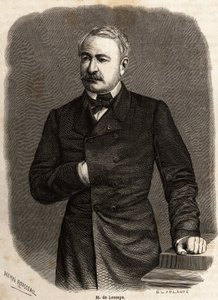 Ritratto di Ferdinand de Lesseps, diplomatico e imprenditore, promotore dei due ambiziosi progetti: i Canali di Suez e Panama. Disegno di Henri Rousseau per illustrare un
