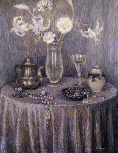 La tavola, armonia grigia da Henri Eugene Augustin Le Sidaner