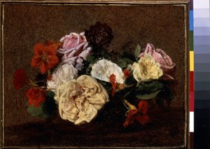 Rose e nasturzi in un vaso da Ignace Henri Jean Fantin Latour