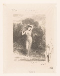 Giovane donna con scialle (serie Illustrazioni per le poesie di André Chénier) da Ignace Henri Jean Fantin Latour