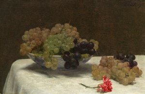Natura morta con uva e garofano da Ignace Henri Jean Fantin Latour