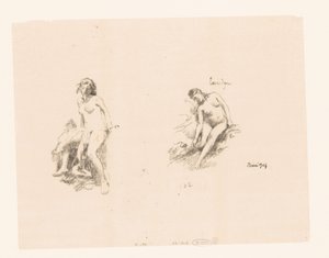 Foglio di studio con due donne nude da Ignace Henri Jean Fantin Latour