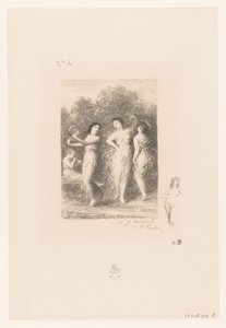 Quattro giovani donne che danzano e fanno musica da Ignace Henri Jean Fantin Latour