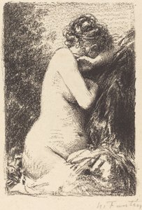 Piangente: Studio di una donna nuda, seduta con profilo a destra da Ignace Henri Jean Fantin Latour