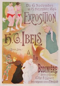 Riproduzione di un poster pubblicitario di una mostra di H. G. Ibels, alla Bodiniere, Rue St Lazare, Parigi, 1894