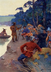 I primi coloni europei sulle rive del fiume San Lorenzo, attuale Quebec, XVI-XVII secolo da Henri Gaston Darien