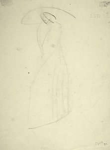 Figura femminile in piedi con un grande cappello da Henri Gaudier Brzeska