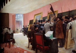 Una sessione della giuria di pittura al Salon des artistes français (1883) al Palais de l