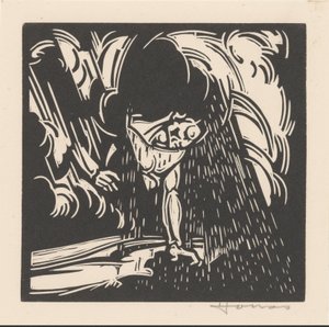 Personificazione della pioggia sopra un paesaggio da Henri Jonas (signed by artist)