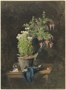 Una fucsia in vaso con giocattoli per bambini da Henri Joseph Harpignies