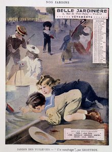 Bambini che giocano con le barche al Giardino delle Tuileries di Jean Geoffroy (1853-1924), calendario 