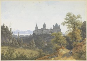Veduta di Losanna, con vista sul castello e sulla cattedrale da Henri Knip