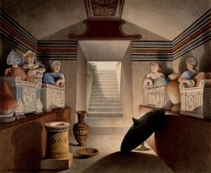 Veduta di una tomba etrusca, 1849